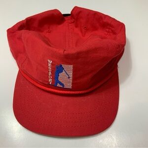 Vintage Buckster Red Rope Hat w/ Coach Brass Strap Made in USA